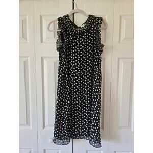 Max Studio Polka Dot Mini Dress with Ruffles Black White, Women's Medium NWOT